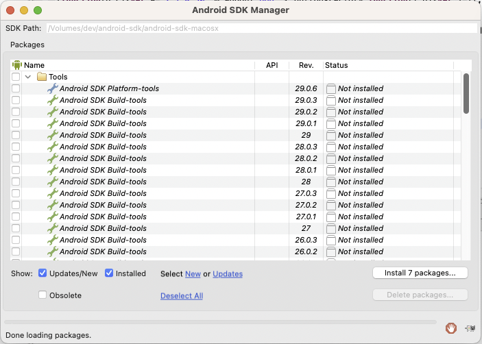 <그림 ide_android06.png 구버전 Android SDK 매니저>