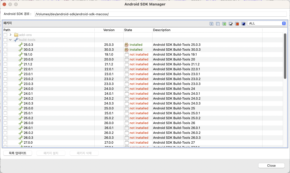 <그림 ide_android06.png Android SDK 매니저>